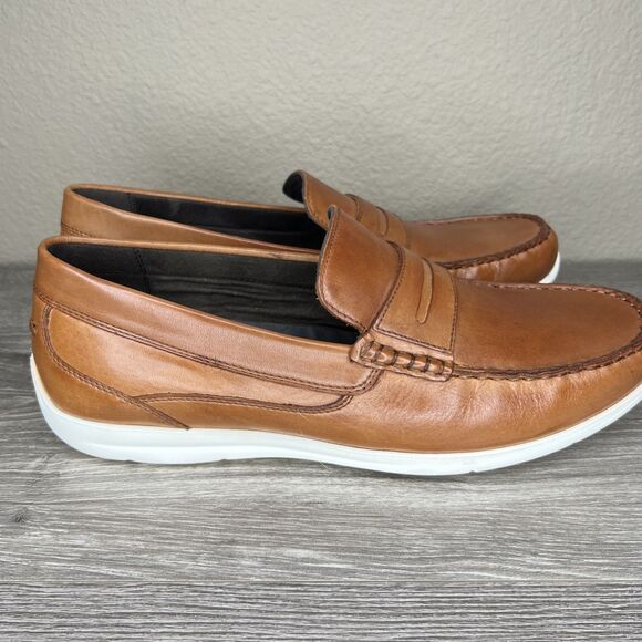 Hush Puppies Bounce Mens Leather Penny Loafer Shoes Brown Size 12 Comfort Preppy - Picture 4 of 9